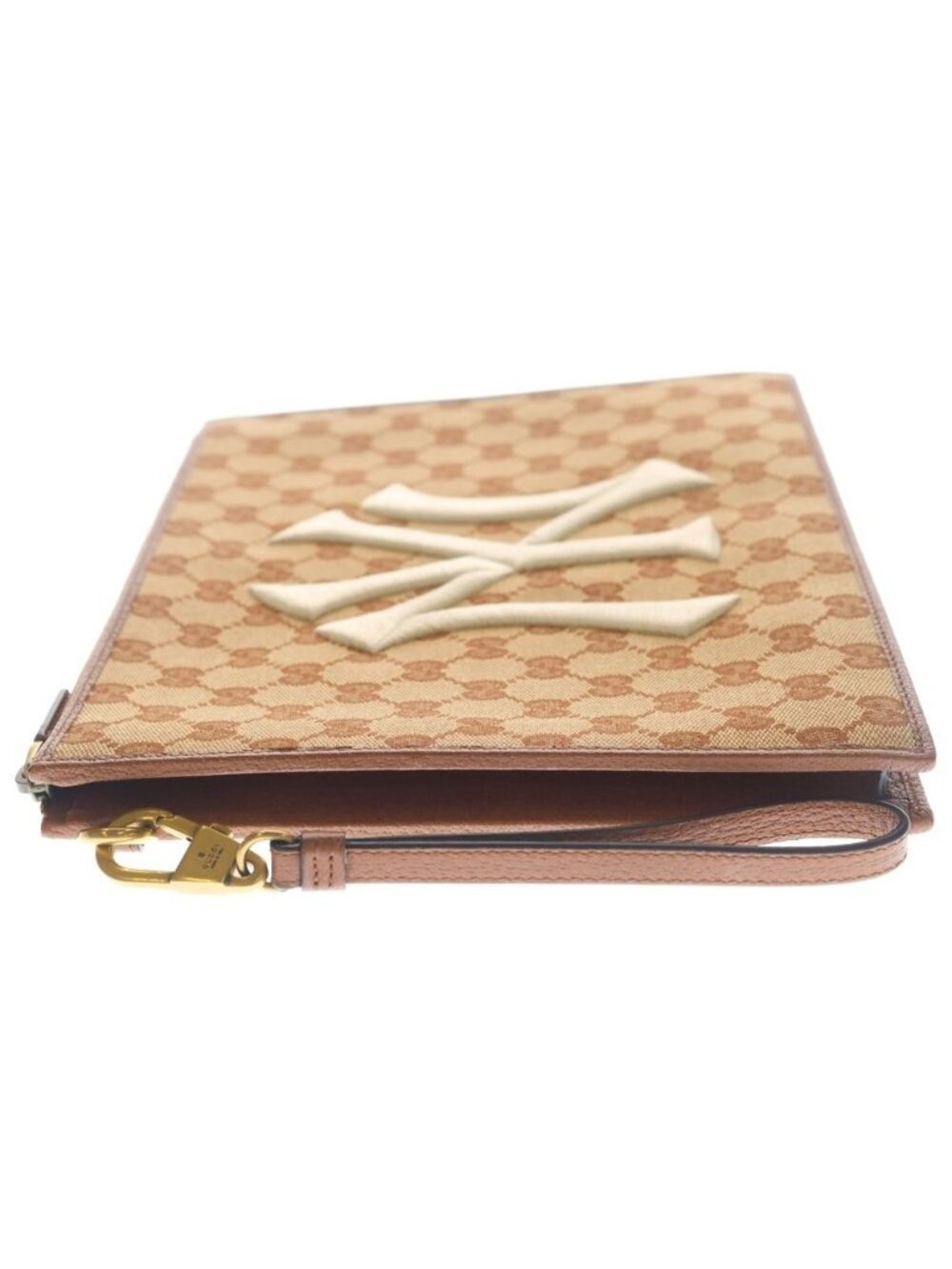 Gucci GG Canvas NY Embroidery Clutch Second Gold Beige - Picture 3 of 6